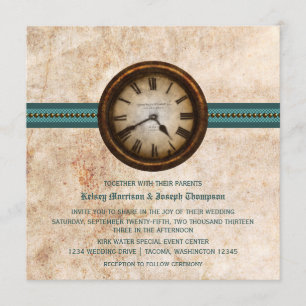 Horloge antique Faire-part de mariage, Turquoise