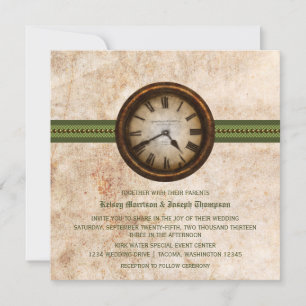 Horloge antique Faire-part de mariage, vert