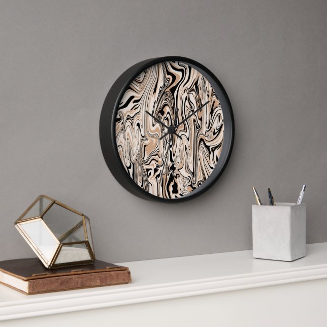 Horloge Aquarelle Brown Black Motif (Bureau)