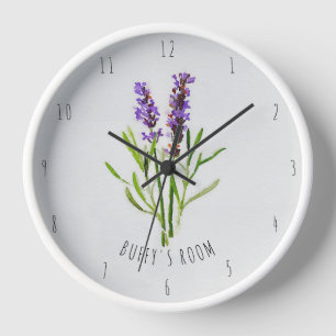 Horloge Aquarelle de lavande botanique de Jilly