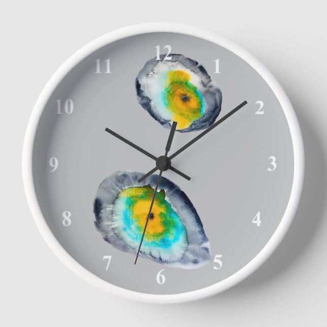 Horloge aquarelle huîtres abstraites (Recto)