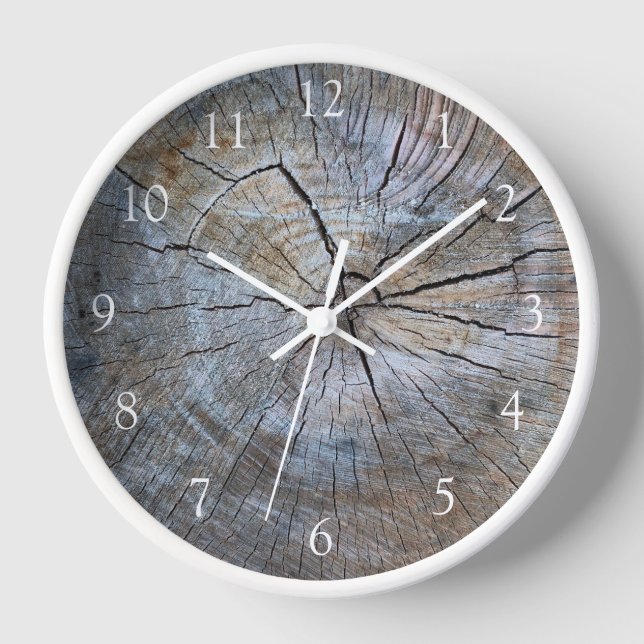 Horloge Arbre rustique à anneau d'arbre en bois affaissé (Recto)