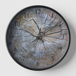 Horloge Arbre rustique à anneau d'arbre en bois affaissé