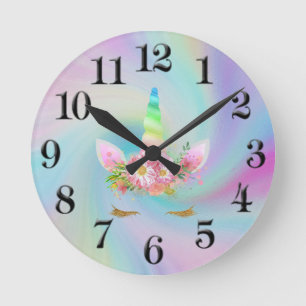 Horloge Arc-en-ciel Unicorne d'or