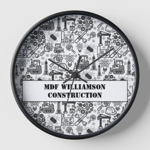 Horloge Architectural Blueprint Engineer noir et blanc