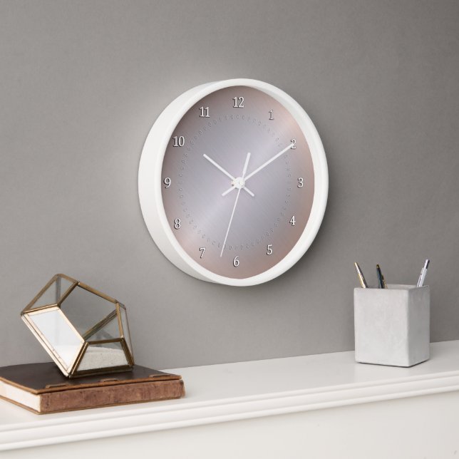 Horloge Argent, dégradé de cuivre avec lustre métallique. (Bureau)
