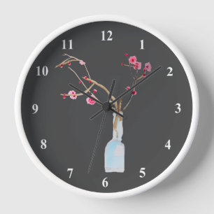 Horloge Art aquarelle de fleur de cerisier sakura