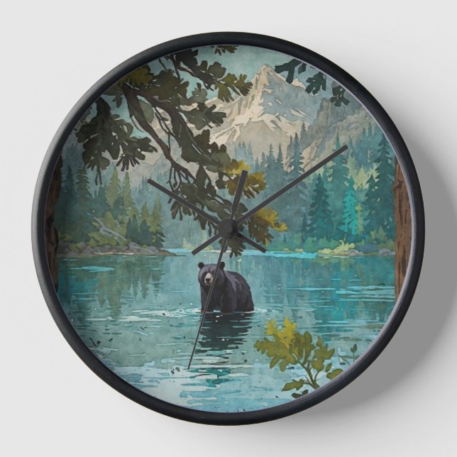 Horloge Art Black Bear Lake (Recto)