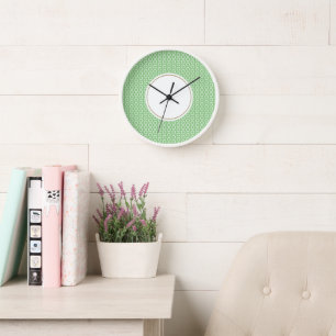 Horloge Art de carrelage géométrique amusant vert sauge bl