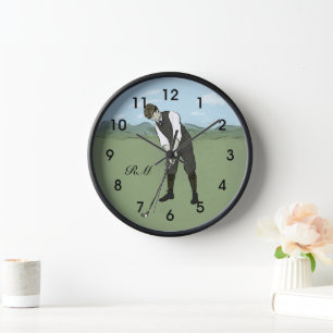 Horloge Art de golf de style Vintage monogramme
