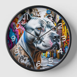 Horloge Art de rue graffiti de ville Pitbull urbain