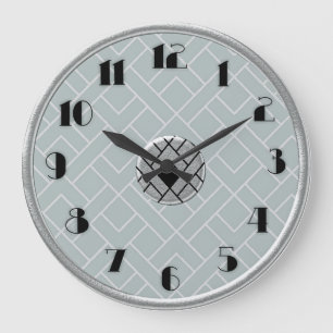 Horloge Art Déco circulaire argent/gris (LGE)