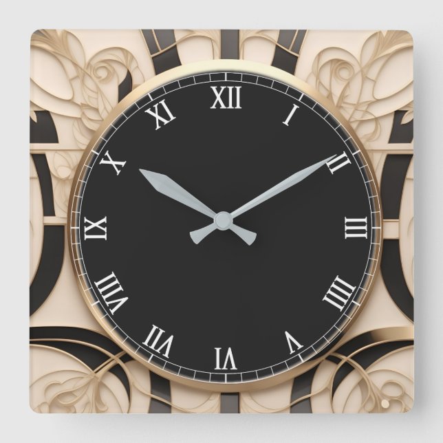 Horloge Art nouveau foncé - Noir Blanc Or (Recto)