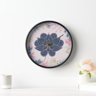 Horloge Art Paisley, Graphique Bleu et Violet