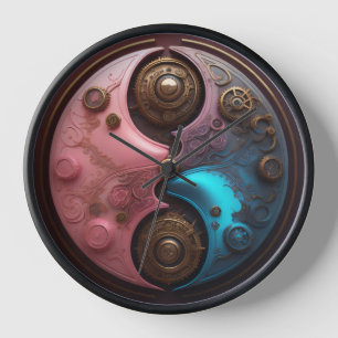 Horloge art steampunk Ying yang