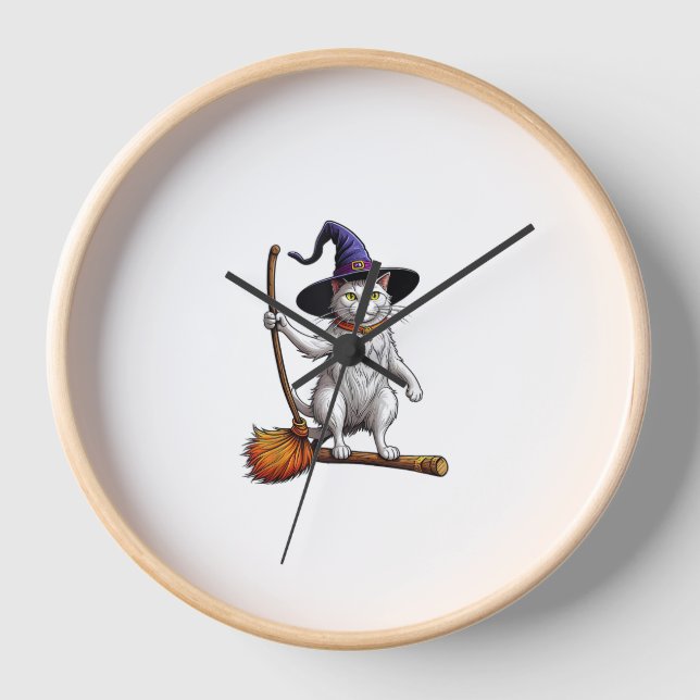 Horloge Assistant Chat Sorcière Halloween Amoureux de les  (Recto)