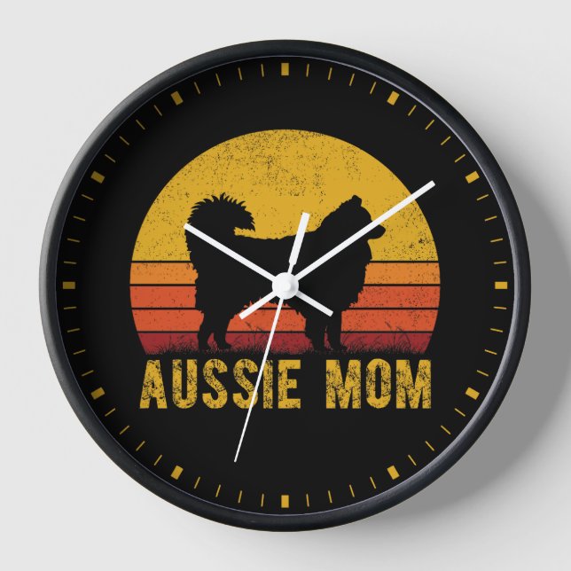 Horloge Aussie Maman Australien Berger Chien Maman Retro (Recto)
