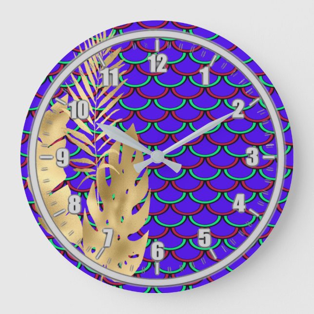Horloge avec Feuilles et échelles de couleur or (Recto)