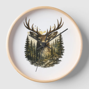Horloge Aventure de la majestueuse forêt de cerfs Nature /