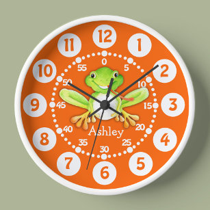 Horloge Badine l'horloge murale verte orange de grenouille