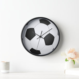 Horloge Balle de football noir et blanc classique