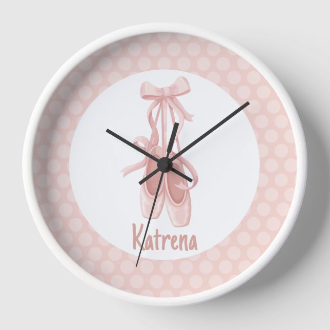 Horloge Ballerina Chaussons Ballet Dancer Nursery Avec Nom (Recto)