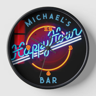 Horloge BARRE Lumière Néon SIGN Personnalisé Grotte Homme