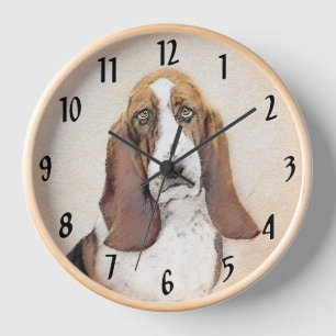 Horloge Basset Hound Peinture - Cute Original Chien Art