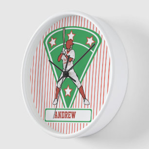 Horloge Batterie de baseball personnalisée Star Rouge