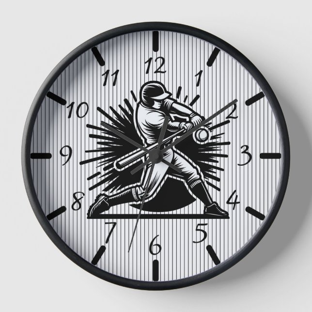Horloge Batterie de baseball Silhouette Cadeau cadenas (Recto)