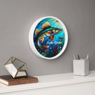 Horloge Beau brochet de walleye dans le lac