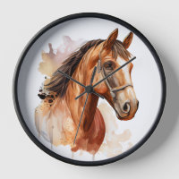 BEAU CHESTNUT WATERCOLOR CHEVAUX TÊTE