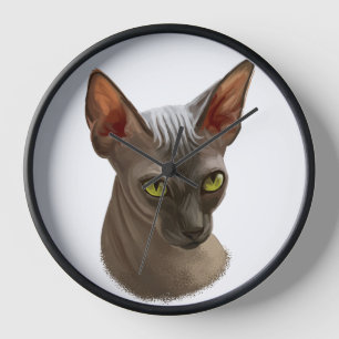 HORLOGE BEAU COULEUR D'EAU SPHYNX CHAT FACE