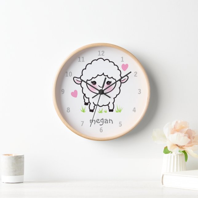 Horloge Bébé animal mignon mouton agneau pépinière cadenas (Maison)