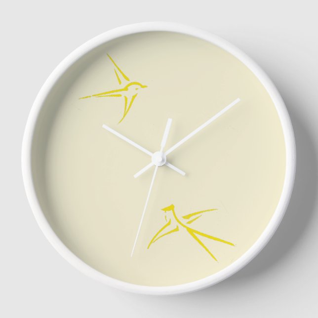 Horloge Bébés : Hirondelles/Jaune - (Recto)