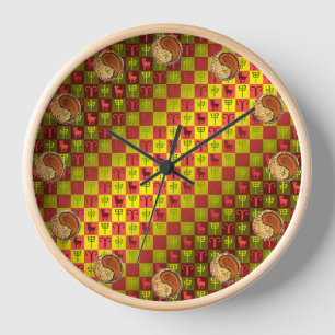 Horloge Bélier & Singe de Bois