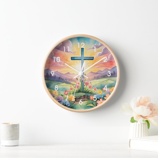 Horloge Belle aquarelle de Pâques (Maison)