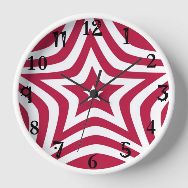 Horloge Belle étoile extraordinaire rouge et blanche desig (Recto)