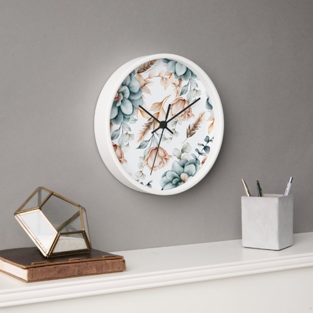Horloge Belle motif sans couture fleurie avec vintage (Bureau)