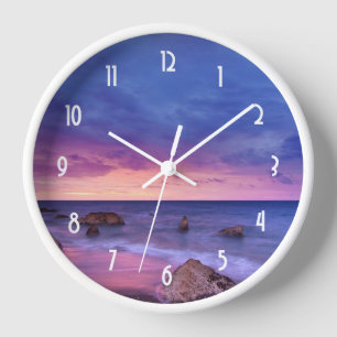 Horloge Belle photo côtière du coucher de soleil