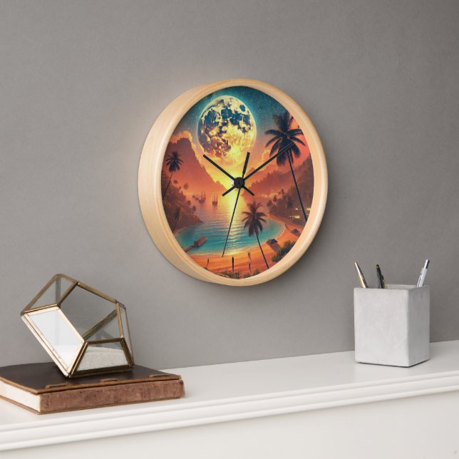 Horloge belle vue sur la plage (Bureau)