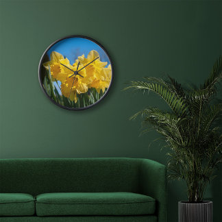 Horloge Belles jonquilles jaunes au printemps