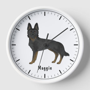Horloge Berger Allemand Bi-Noir Chien Mignon Avec Texte Pe