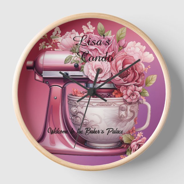 Horloge Bienvenue chez Baker's Palace Pink Stand Mixer Ros (Recto)