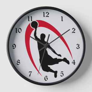 Horloge Black Red Basketball Logo