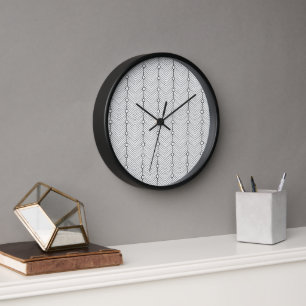 Horloge Black & White Abstract Retro Pattern Wall Clock
