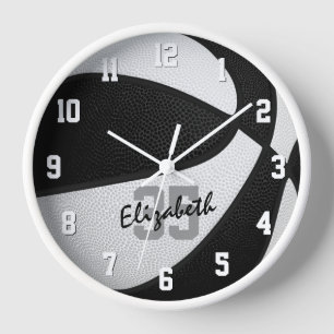 Horloge black white girls boys basket personalized