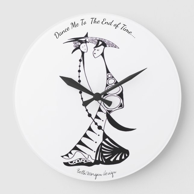 Horloge blanche avec couple dansant (Recto)