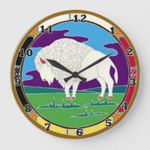 Horloge blanche de Natif américain de Buffalo