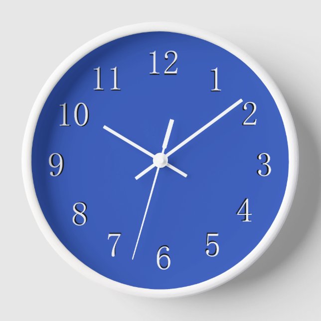 Horloge Bleu de Cérulean avec cadre blanc et mains (Recto)